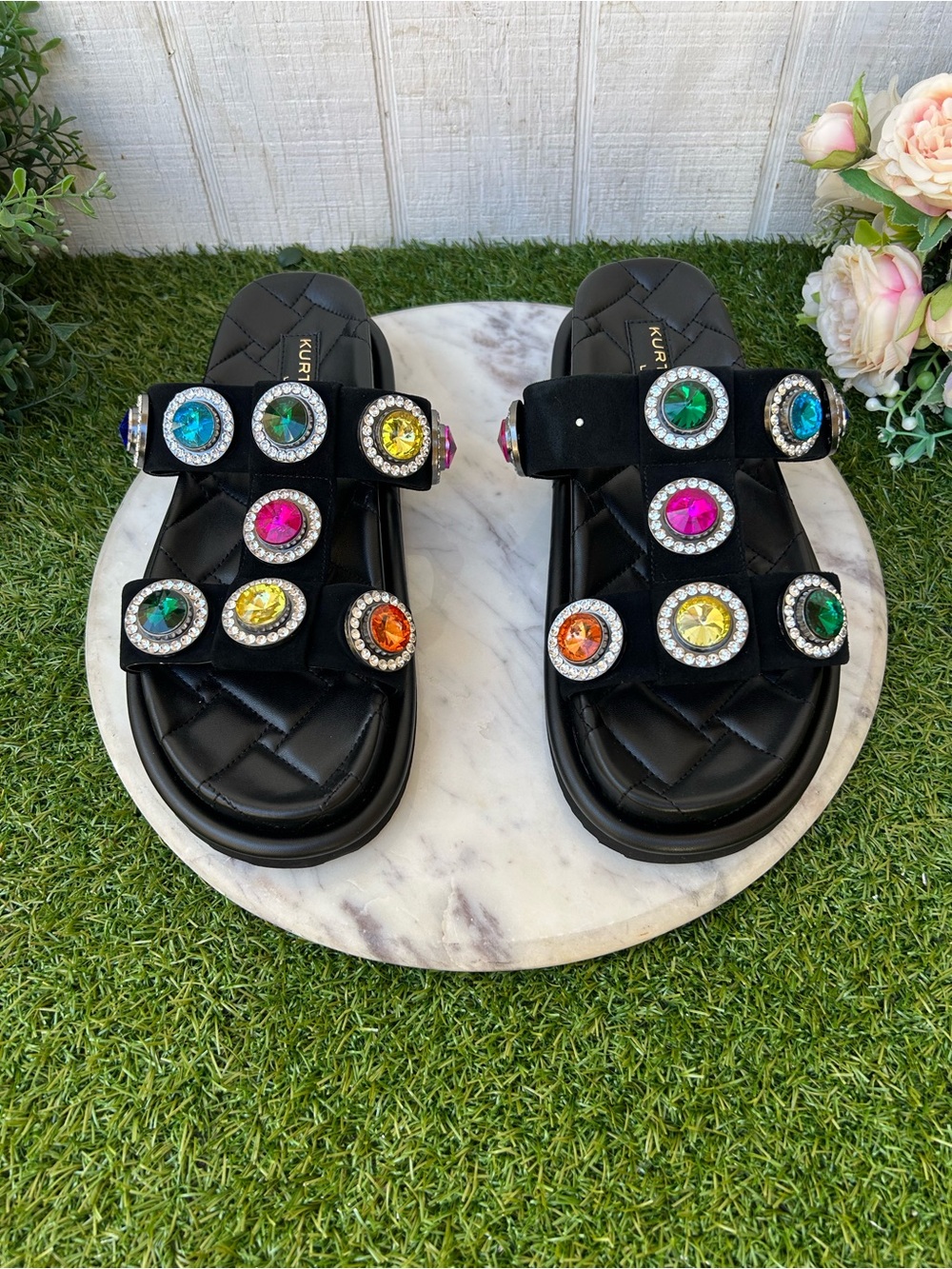 KURT GEIGER LONDON ORSON CRYSTAL SANDAL black 
$150  size 41 US 10.5 new /no box - Picture 10 of 16